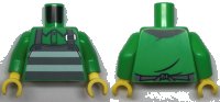 LEGO part Torso Button Up Shirt, Apron with Prison Stripes Pattern / Bright Green Arms / Yellow Hands 973pb4596c01