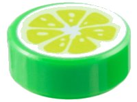 LEGO part Tile, Round 1 x 1 with Lime Fruit Slice Pattern 98138pb371