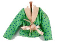LEGO onderdeel Scala, Clothes Female Jacket with Light Salmon Collar and Belt with Blue Dots Pattern 71414