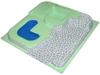 LEGO part Baseplate, Raised 32 x 32 Three Level with Stone Ramp and Blue Pool Pattern 6092px2