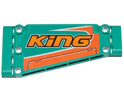 LEGO part Technic, Panel Plate 5 x 11 x 1 Tapered with Orange Stripes and 'KiNG' Pattern Model Right Side (Sticker) - Set 42117 (18945pb006r)