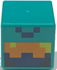 LEGO part Minifigure, Head, Modified Cube with Pixelated Orange, Dark Blue and Black Face with Yellow Eyes Pattern (Minecraft Nether Adventurer) 19729pb054