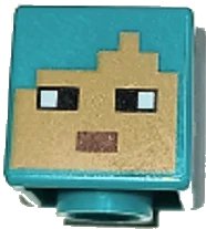 LEGO onderdeel Minifigure, Head, Modified Cube with Pixelated Medium Nougat Face, Black Eyes, and Reddish Brown Mouth Pattern (Minecraft Tamer) (19729pb062)