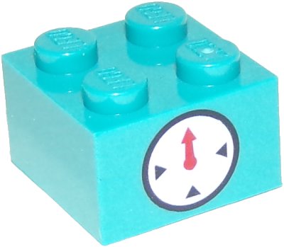 LEGO onderdeel Brick 2 x 2 with Timer Black Circle and Indicators with Red Hand on White Background Pattern (3003pb116)