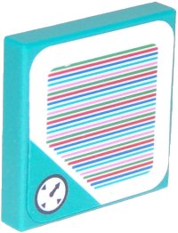 LEGO part Tile 2 x 2 with Super Mario Scanner Code Time Block / Timer / Clock Pattern (Sticker) - Sets 71365 / 71369 3068pb1347