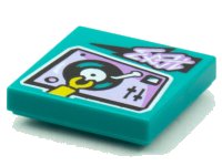 LEGO part Tile 2 x 2 with BeatBit Album Cover - Record Turntable and Hand Pattern 3068pb1589