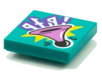 LEGO part Tile 2 x 2 with BeatBit Album Cover - Medium Lavender Bulb Horn Pattern 3068pb1602