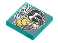 LEGO part Tile 2 x 2 with BeatBit Album Cover - Robot Singer with Beatbox Head Pattern 3068pb1778