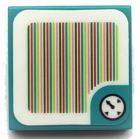 LEGO part Piastrella 2 x 2 con motivo Super Mario Scanner Code Time Block / Timer / Clock (Adesivo) - Set 71389 / 71408 (3068pb1855)