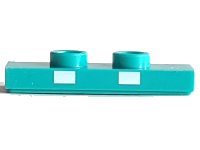 LEGO part Plate, Modified 1 x 3 with 2 Studs (Double Jumper) with 2 White Rectangles Pattern (Super Mario Bone Goomba Teeth) 34103pb01