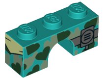 LEGO part Arch 1 x 3 with Black and Silver Heart Camouflage and Radio Pattern (4490pb04)