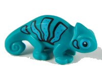 LEGO part Chameleon with Black and Bright Light Blue Stripes Pattern 57763pb02
