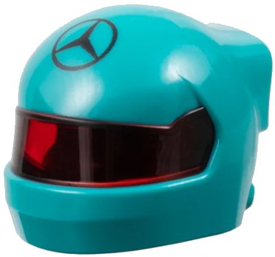 LEGO onderdeel Minifigure, Headgear Helmet Formula One with Molded Trans-Red Visor and Printed Black Mercedes Logo Pattern (7071pb10)