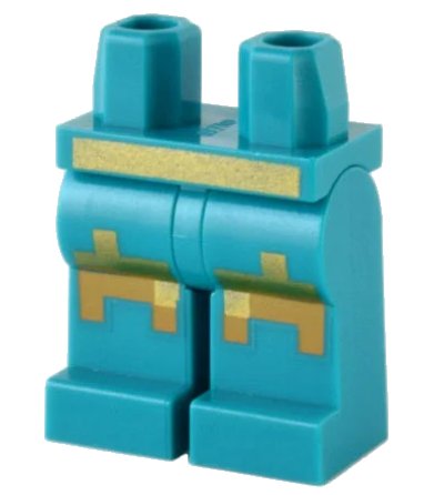 LEGO onderdeel Hips and Legs with Pixelated Gold and Medium Nougat Belt and Knee Pads Pattern (970c00pb1414)