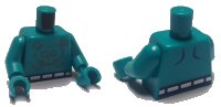 LEGO part Torso Trolls Flat Silver Skull with Metallic Silver Belt Pattern / Dark Turquoise Arms / Dark Turquoise Hands 973pb3885c01