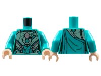 LEGO onderdeel Torso Female Armor, Lime Breastplate, Silver Circle and Trim Pattern / Dark Turquoise Arms / Light Nougat Hands 973pb4615c01