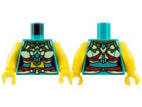 LEGO part Torso Female Top, Yellowish Green Ornate Costume, Red Ribbons, Gold Trim, Yellow Midriff Pattern / Yellow Arms / Yellow Hands 973pb5018c01