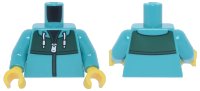 LEGO part Torso Jacket with White Zipper, Drawstrings, Dark Green Panel and Trim over Black Shirt Pattern / Dark Turquoise Arms / Yellow Hands 973pb5665c01