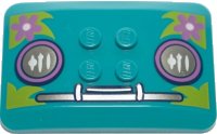 LEGO onderdeel Wedge 6 x 4 x 2/3 Quad Curved with Silver Headlights, Bumper, and Medium Lavender Flowers on Lime Leaves Pattern 98281pb014