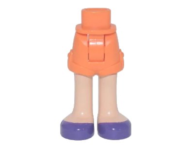 LEGO onderdeel Mini Doll Hips and Shorts with Light Nougat Legs and Dark Purple Shoes Pattern - Thick Hinge (11202c00pb17)
