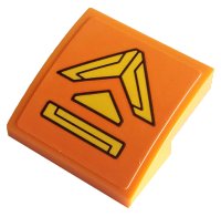 LEGO part Slope, Curved 2 x 2 x 2/3 with Yellow Hull Plates and Triangle Pattern (Sticker) - Set 76107 15068pb278