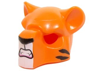 LEGO onderdeel Minifigure, Headgear Mask Feline with Black Nose, Small Tiger Stripes and Fangs Pattern (15084pb02)