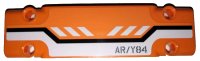 LEGO part Technic, Panel Plate 3 x 11 x 1 with Black and White Stripes and 'AR/Y84' on Orange Background Pattern (Sticker) - Set 42038 15458pb016