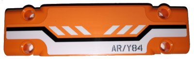 LEGO onderdeel Technic, Paneel Plaat 3 x 11 x 1 met Zwart en Wit Strepen en 'AR/Y84' op Oranje Achtergrond Patroon (Sticker) - Set 42038 (15458pb016)
