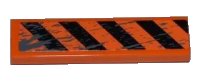 LEGO part Tile 1 x 4 with Black and Orange Danger Stripes and Splatters Pattern (Sticker) - Set 8961 2431pb0217