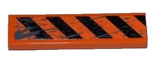 LEGO onderdeel Tile 1 x 4 with Black and Orange Danger Stripes and Splatters Pattern (Sticker) - Set 8961 (2431pb0217)
