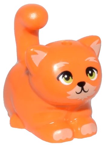 LEGO onderdeel Cat, Friends, Large, Sitting with Tan Markings and Lime Eyes Pattern (Poundcake) (2652pb05)