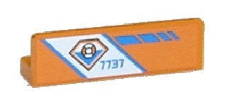 LEGO onderdeel Panel 1 x 4 x 1 with Coast Guard Logo and Blue '7737' on Diagonal White Stripe Pattern Model Left Side (Sticker) - Set 7737 (30413pb012L)