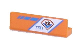 LEGO onderdeel Panel 1 x 4 x 1 with Coast Guard Logo and Blue '7737' on Diagonal White Stripe Pattern Model Right Side (Sticker) - Set 7737 (30413pb012R)