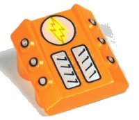 LEGO part Stein, Modifiziert 2 x 2 Ohne Noppen, Schräg mit 6 Seitliche Kolben Erhöht und Lightor Blitzstrahl Muster 30603pb07