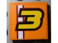 LEGO part Carreau 2 x 2 avec motif numéro 3 jaune et rayure blanche (Autocollant) - Set 8304 3068pb0429