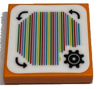 LEGO part Tile 2 x 2 with Super Mario Scanner Code Customization Time Block, Gear and Curved Arrows, Zigzag Corner Pattern (Sticker) - Set 71380 3068pb1533