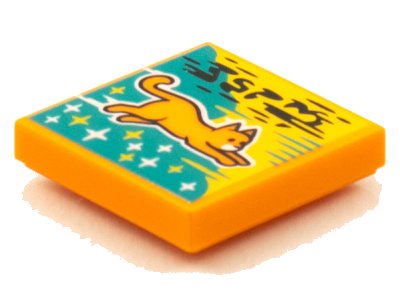 LEGO part Azulejo 2 x 2 with BeatBit Album Cover - Orange Flying Cat Pattern (3068pb1573)