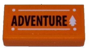 LEGO onderdeel Tile 1 x 2 with Black 'ADVENTURE', White Tree, Lines, and Dots Pattern (Sticker) - Set 41339 (3069pb0896)