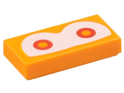 LEGO onderdeel Tile 1 x 2 with Red Eyes with Orange Pupils on White Background Pattern (Super Mario Magmaargh) (3069pb1195)