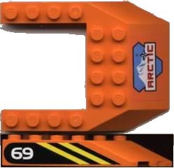 LEGO onderdeel Wedge 6 x 8 Cutout with Arctic Logo on Front and Black / Yellow Stripes and 69 Pattern on Both Sides (Stickers) - Set 6586 (32084pb001)