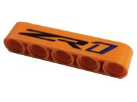 LEGO onderdeel Technic, Liftarm Thick 1 x 5 with Black and Blue 'ZR1' Pattern (Sticker) - Set 42093 32316pb058