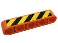 LEGO part Technic, Liftarm Thick 1 x 5 with Black and Yellow Danger Stripes Pattern Model Left Side (Sticker) - Set 42128 32316pb065L