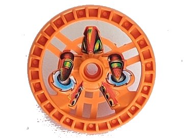 LEGO onderdeel Technic, Schijf 5 x 5 - RoboRider Talisman Wiel, Twin Saw Vorm met Robot Patroon (32350pb01)