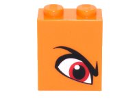 LEGO part Brick 1 x 2 x 2 with Inside Stud Holder with Angry Red Right Eye and Eyebrow Pattern (Queen Watevra Wa'Nabi) 3245cpb097