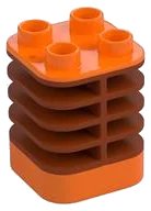 LEGO onderdeel Duplo Brick 2 x 2 x 2 Ribbed - Center Flush with Edge with Molded Flexible Rubber Dark Orange Fins Pattern (35110pb01)