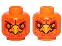 LEGO part Minifigure, Head Dual Sided Alien Chima Phoenix with Orange Eyes, Circles, Red Feathers and Yellow Beak, Neutral / Stern Pattern (Frax) 3626pb1167