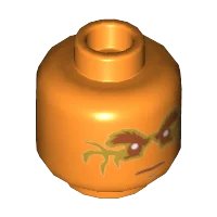 LEGO onderdeel Minifigure, Head Dark Orange Eyebrows, Mouth and Eyes with Gold Fractures Pattern (Cole) (3626pb1446)