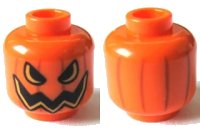 LEGO onderdeel Minifigure, Head Pumpkin Jack O' Lantern Open Semicircular Eyes with Vertical Lines on Back Pattern 3626pb1522