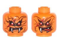LEGO onderdeel Minifigure, Head Dual Sided Alien Snake with Black Wavy Lines, 2 Red Eyes and 2 White Fangs, Neutral / Red Pointed Tongue Out Pattern 3626pb1755