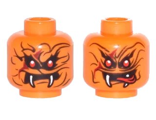 LEGO onderdeel Minifigure, Head Dual Sided Alien Snake with Black Wavy Lines, 2 Red Eyes and 2 White Fangs, Neutral / Red Pointed Tongue Out Pattern (3626pb1755)
